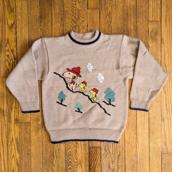 Vintage Other - Vintage 60's 70's Kids Snoopy Knit Crewneck Sweater